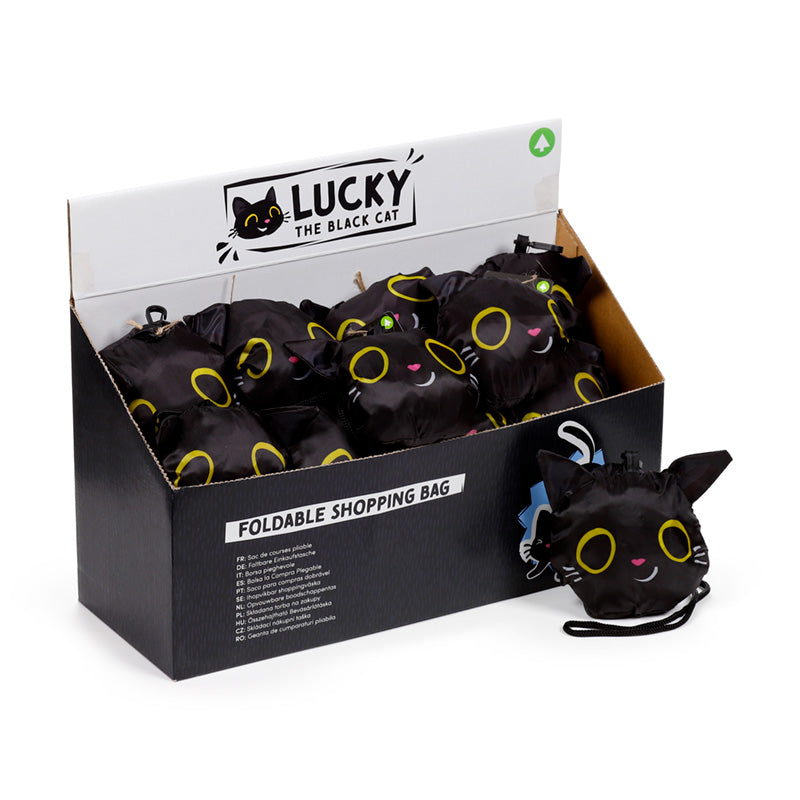 Foldable Reusable Shopping Bag Lucky the Black Cat FBAG47