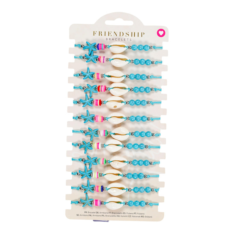Fashion Bracelets - Blue Beads with Shells & Starfish FBRA18