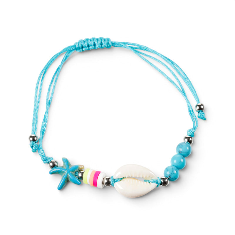 Fashion Bracelets - Blue Beads with Shells & Starfish FBRA18