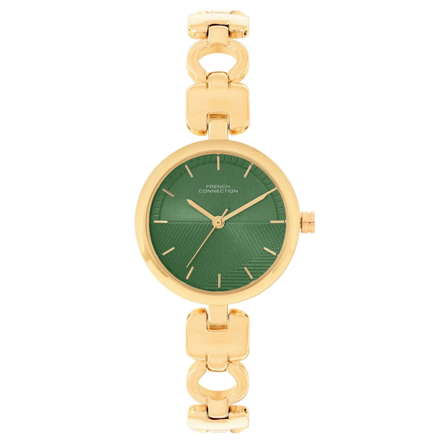 French Connection Gold Bracelet Watch Green Dial FCN0101NGM