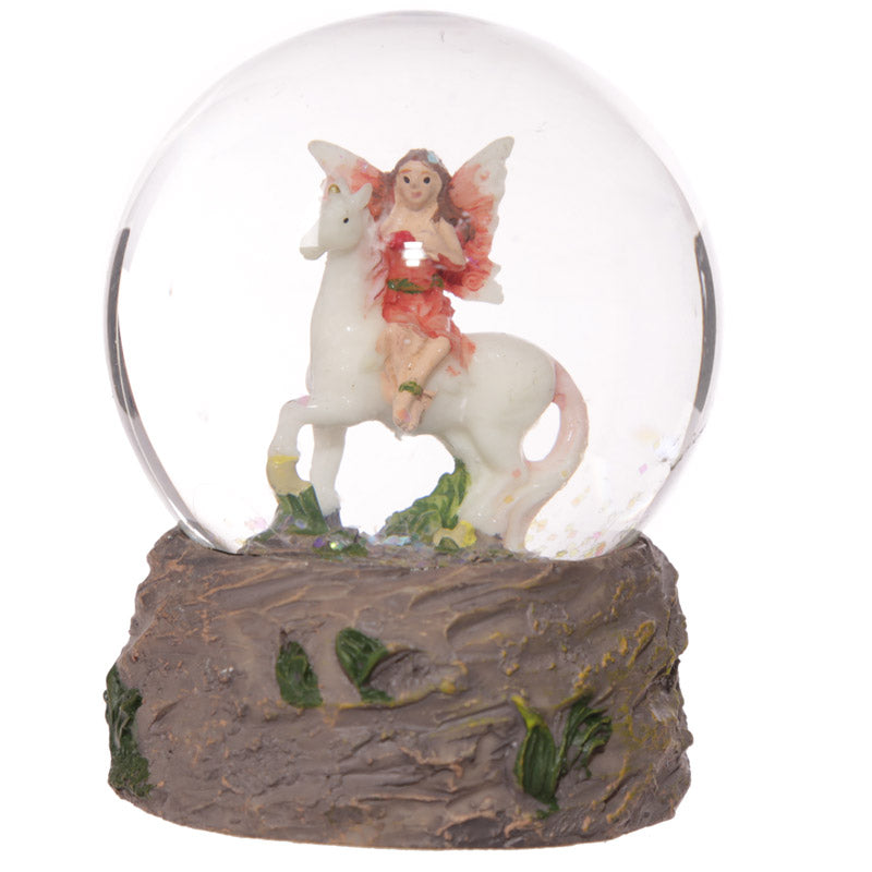 Flower Fairy Riding Unicorn Snow Globe FY326