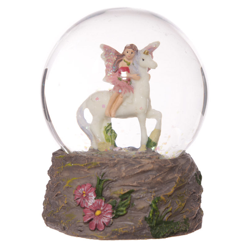 Flower Fairy Riding Unicorn Snow Globe FY326