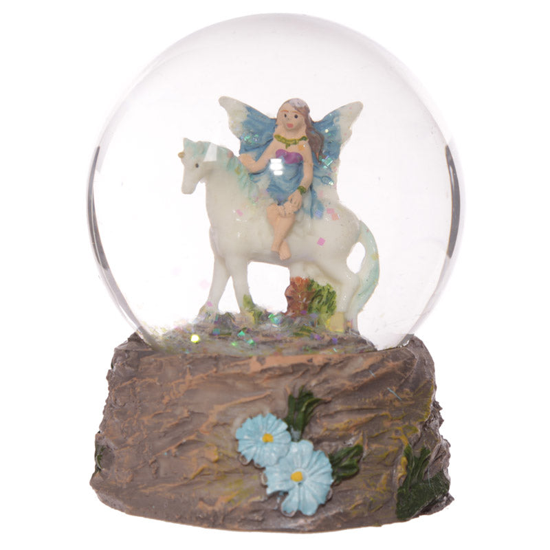 Flower Fairy Riding Unicorn Snow Globe FY326