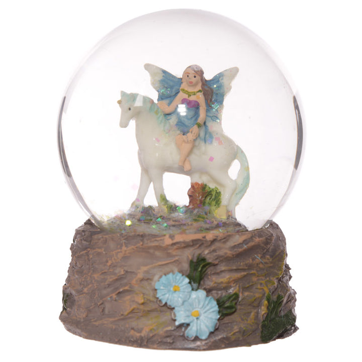 Flower Fairy Riding Unicorn Snow Globe FY326