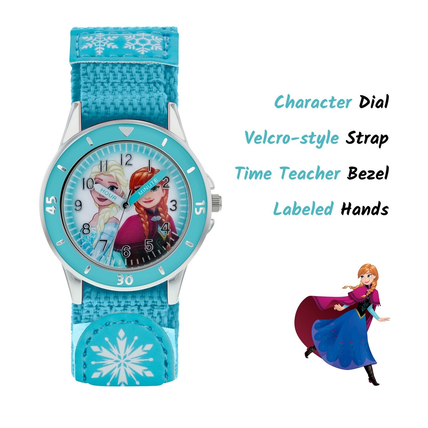 Disney Frozen Fabric Strap Time Teacher Textile Turquoise Watch FZN5014