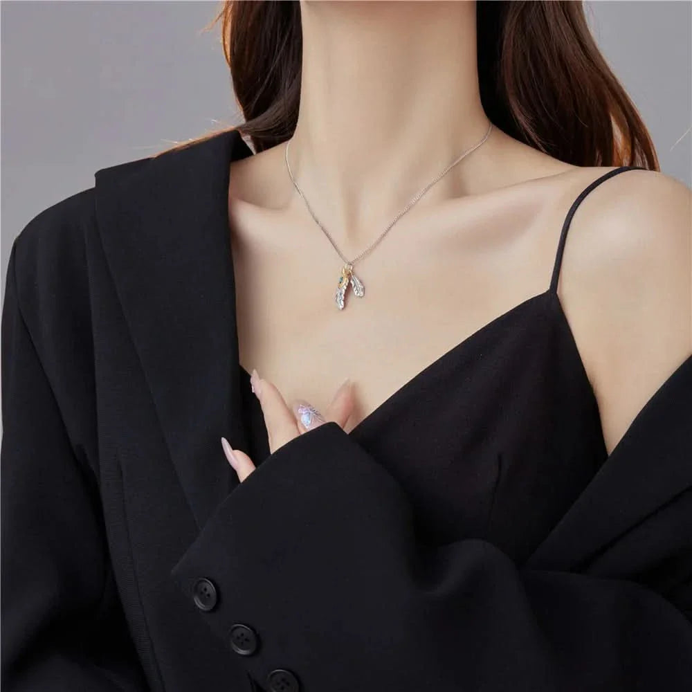 Feather Charm Turquoise Necklace