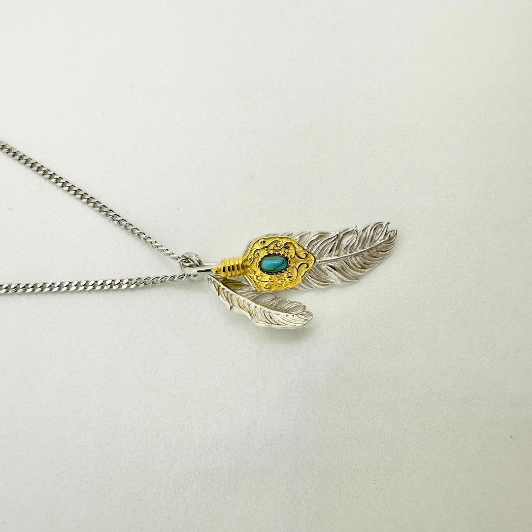 Feather Charm Turquoise Necklace