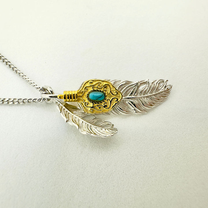 Feather Charm Turquoise Necklace