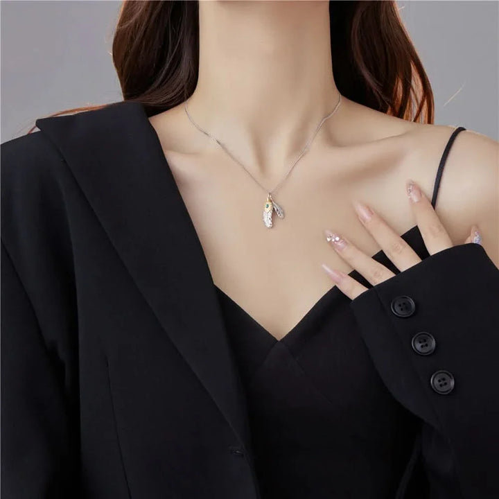 Feather Charm Turquoise Necklace