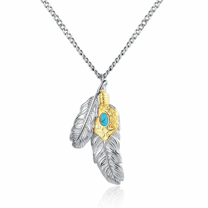 Feather Charm Turquoise Necklace