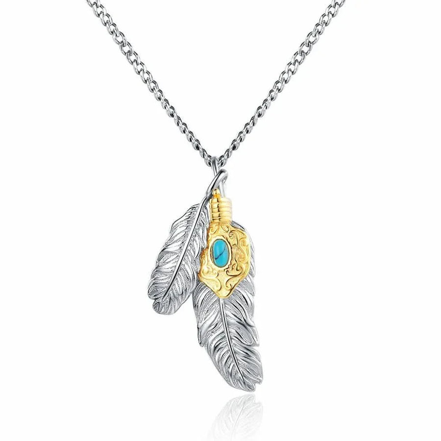Feather Charm Turquoise Necklace