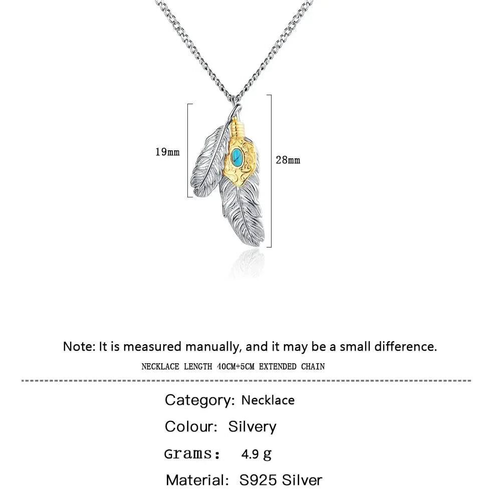 Feather Charm Turquoise Necklace