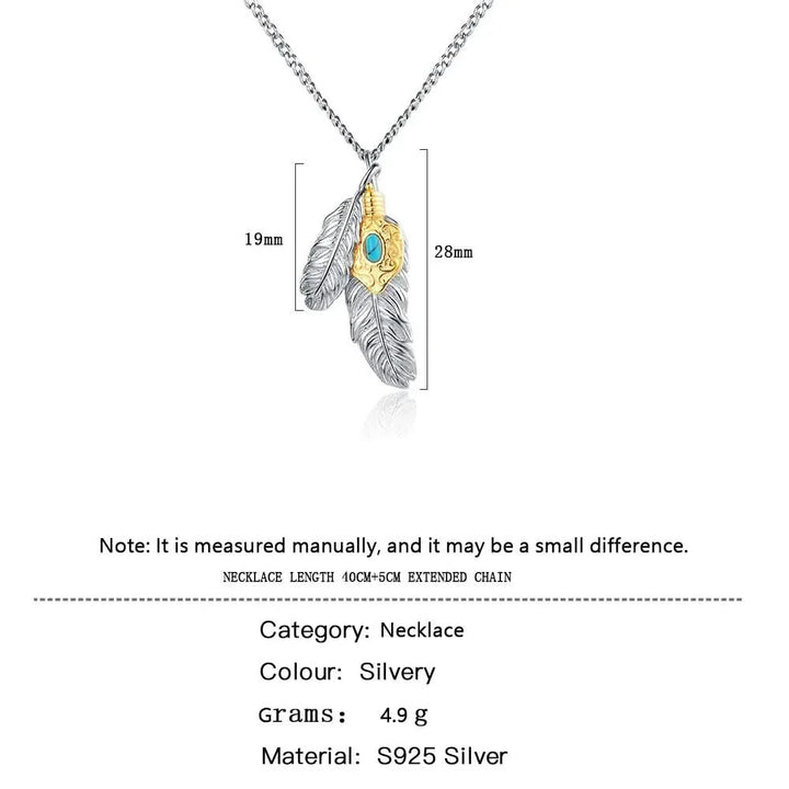 Feather Charm Turquoise Necklace