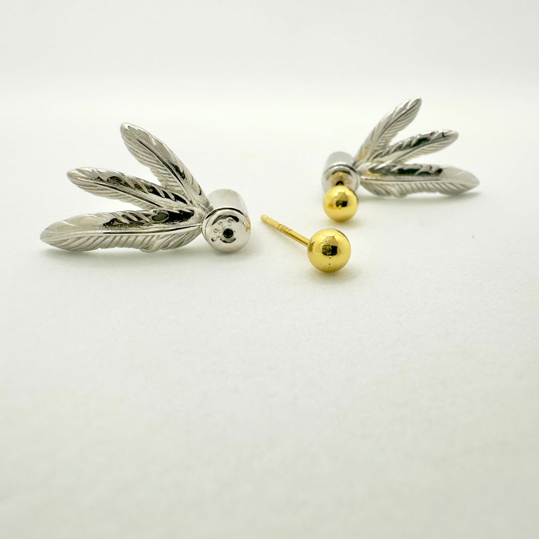 Feather Silver Stud Earrings