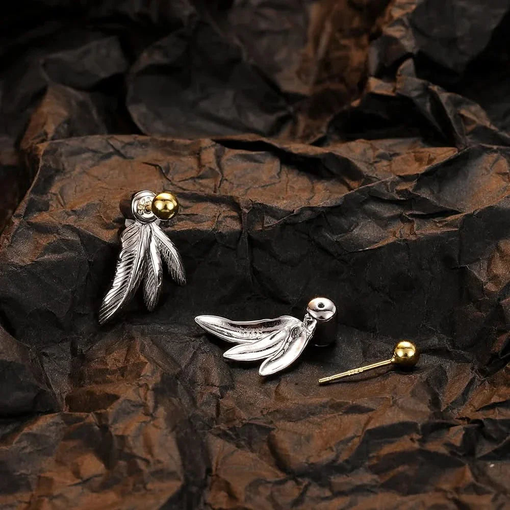 Feather Silver Stud Earrings