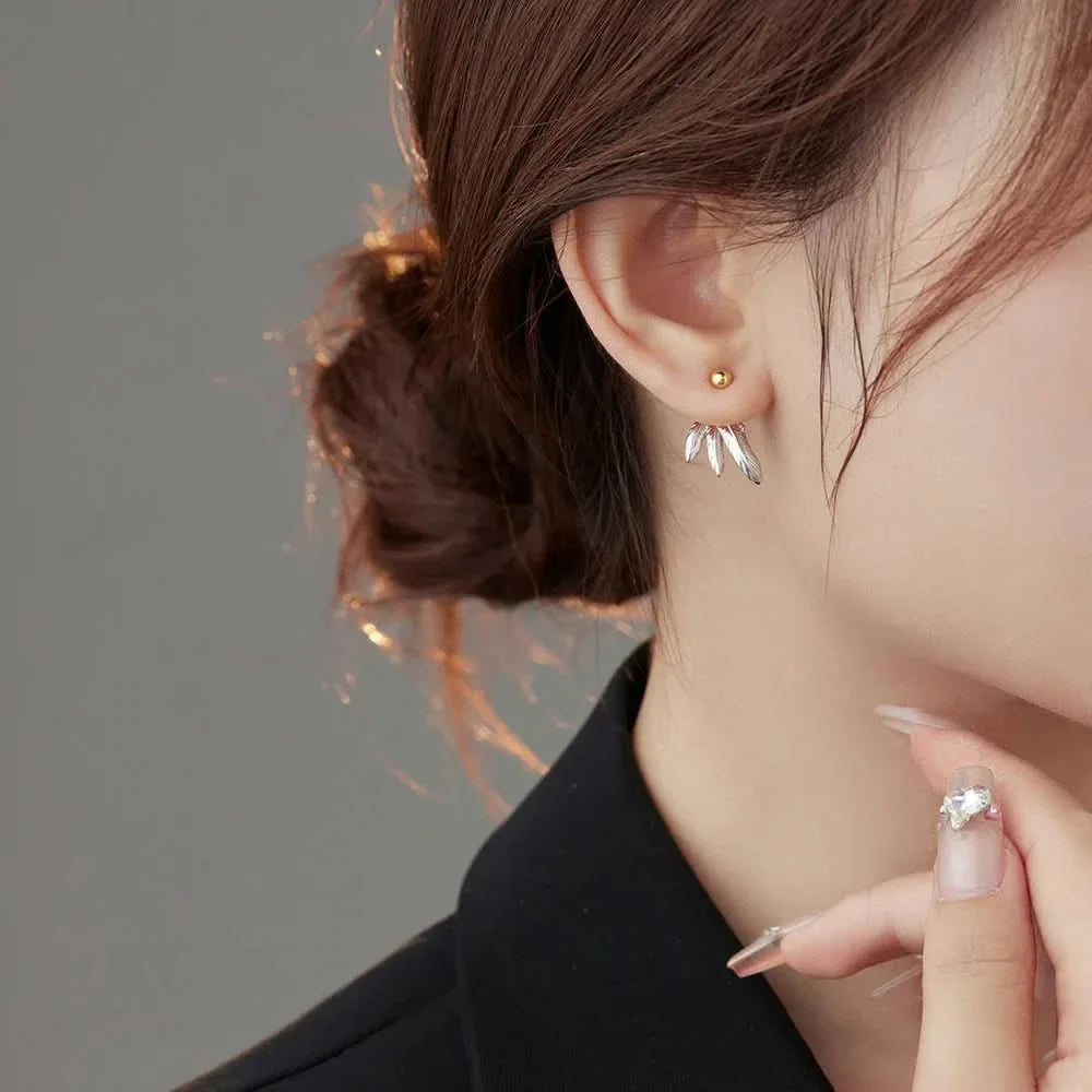 Feather Silver Stud Earrings