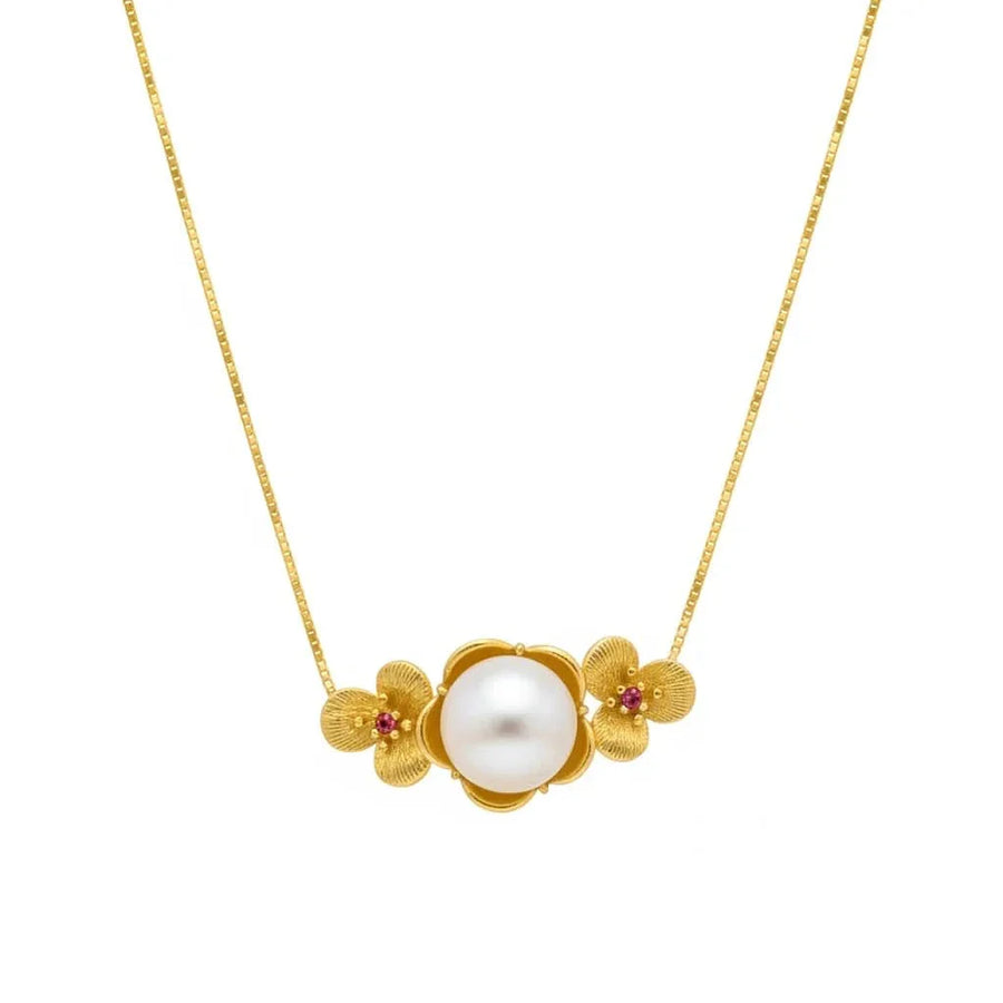 Floral Pearl Pendant Necklace