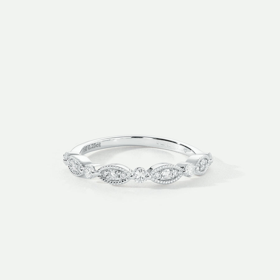 Florence | 18ct White Gold 0.25ct tw Lab Grown Diamond Milgrain Vintage Band Ring