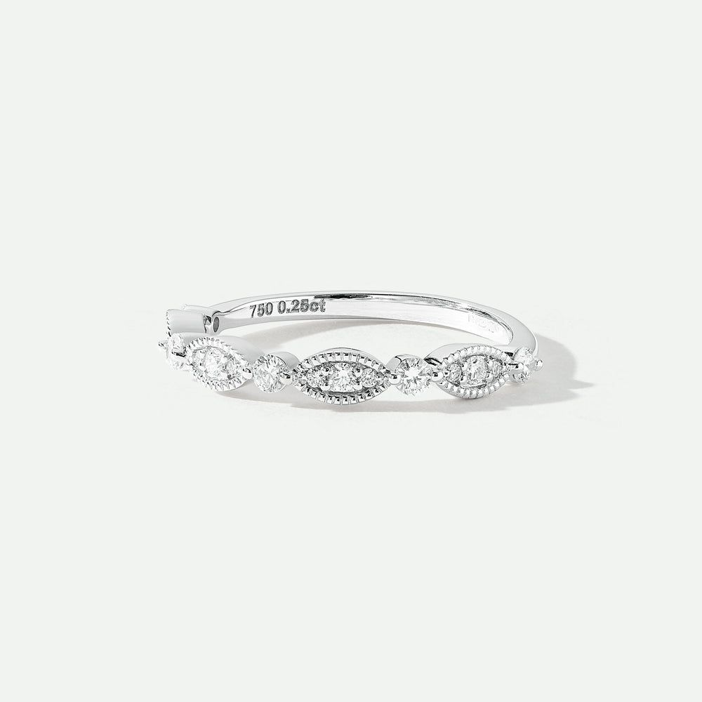 Florence | 18ct White Gold 0.25ct tw Lab Grown Diamond Milgrain Vintage Band Ring