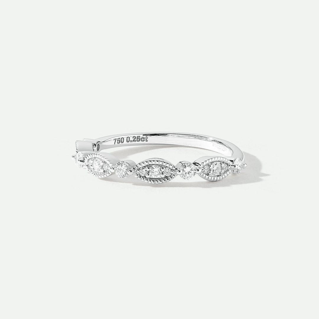 Florence | 18ct White Gold 0.25ct tw Lab Grown Diamond Milgrain Vintage Band Ring