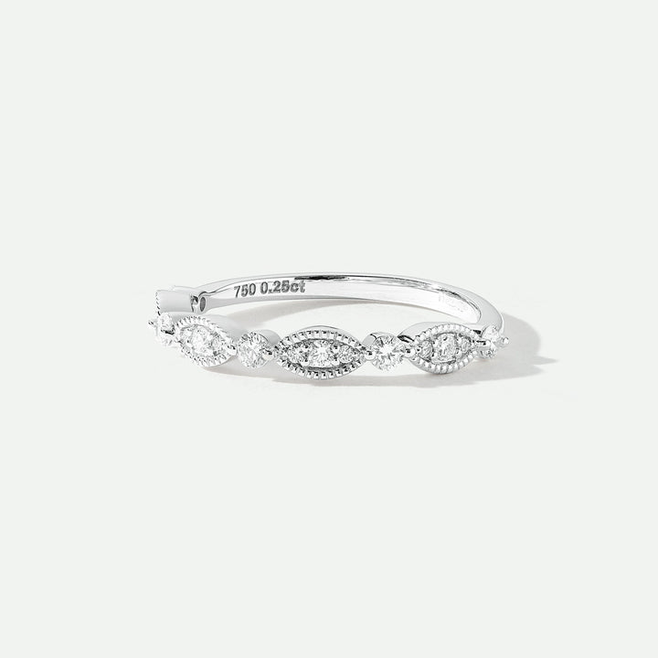 Florence | 18ct White Gold 0.25ct tw Lab Grown Diamond Milgrain Vintage Band Ring
