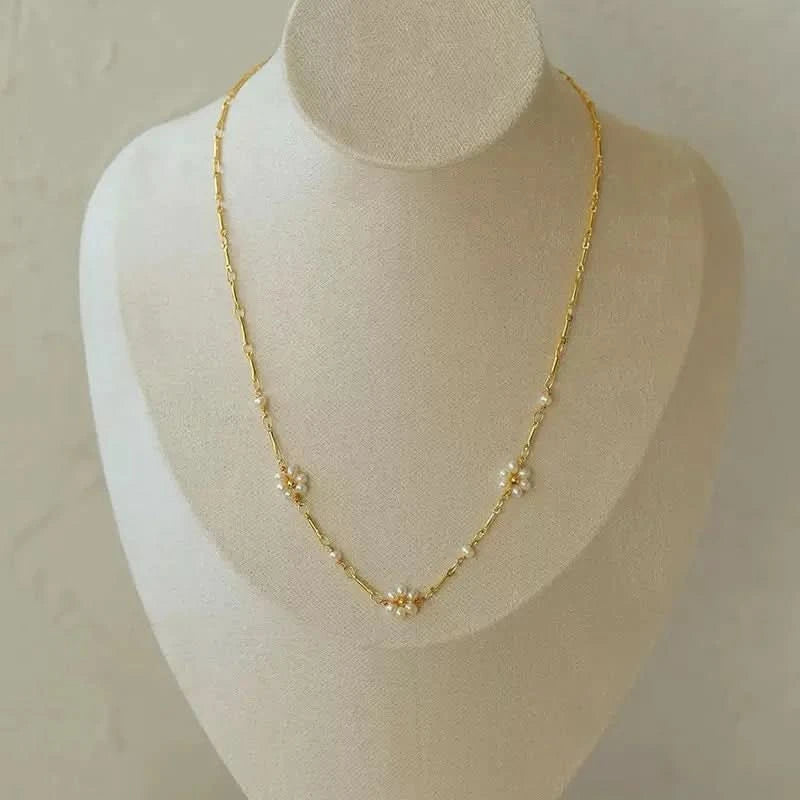 🌸Flower Pearl Chain Necklace