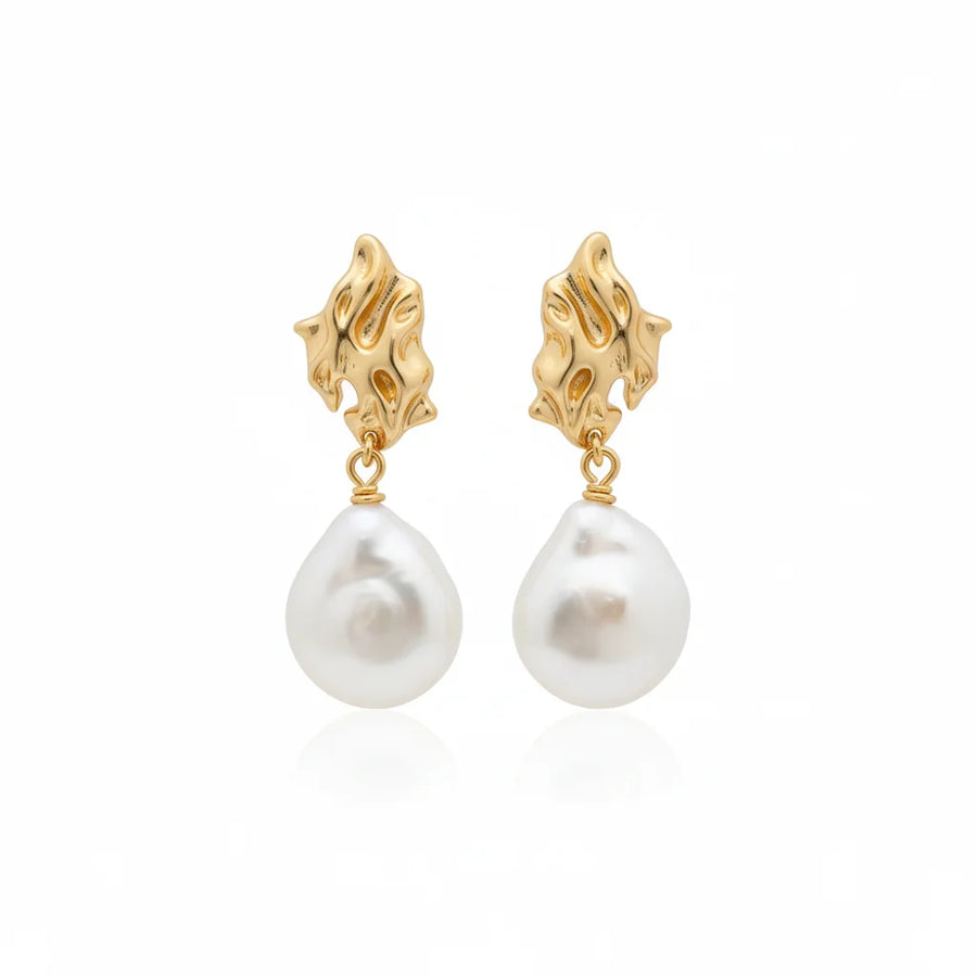 Fluid Designed Baroque Pearl Stud Earrings