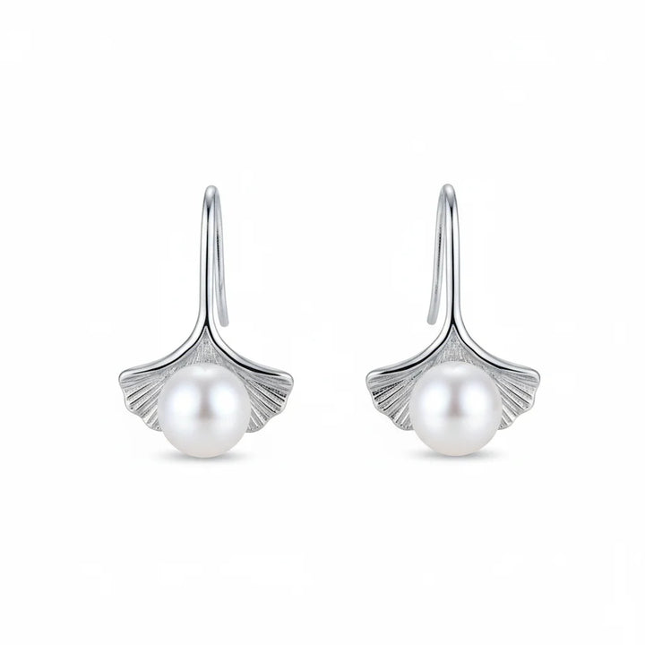 Fresh Water Pearl Ginkgo Leaf Earring