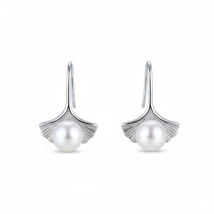Fresh Water Pearl Ginkgo Leaf Earring
