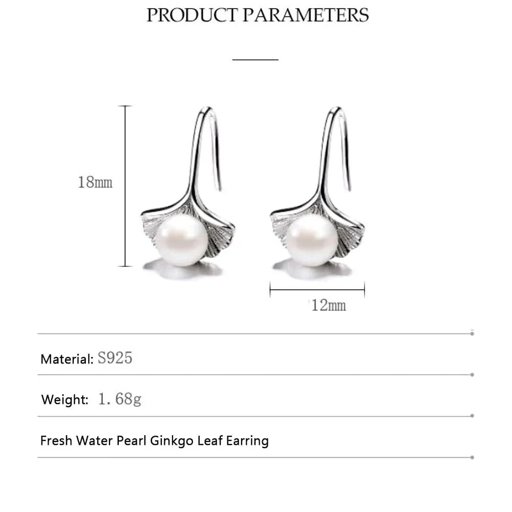 Fresh Water Pearl Ginkgo Leaf Earring