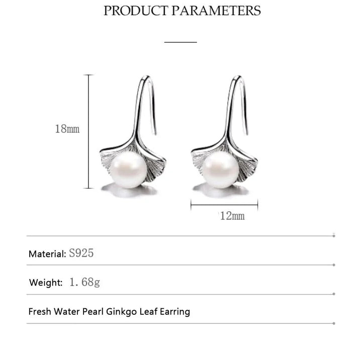 Fresh Water Pearl Ginkgo Leaf Earring