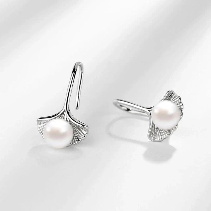 Fresh Water Pearl Ginkgo Leaf Earring