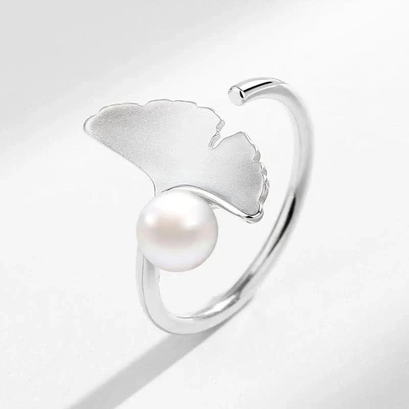 Fresh Water Pearl Ginkgo Leaf Ring