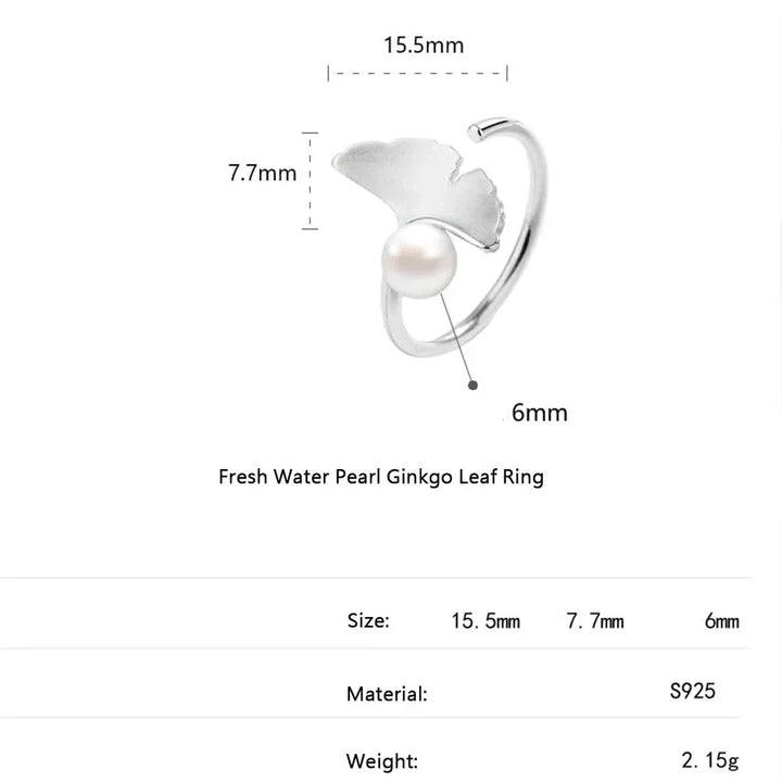 Fresh Water Pearl Ginkgo Leaf Ring