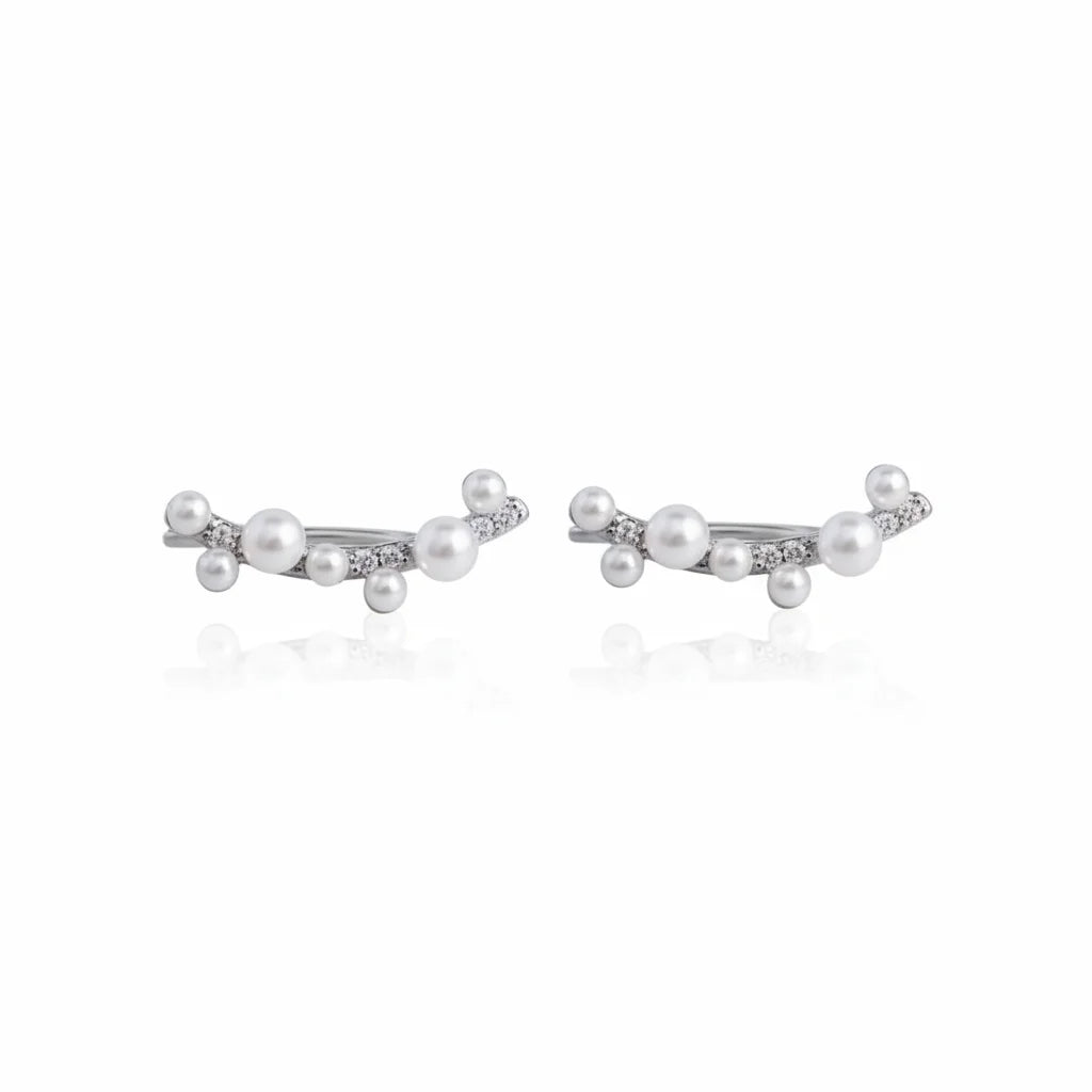 Minimalist Freshwater Pearl Climber Earrings