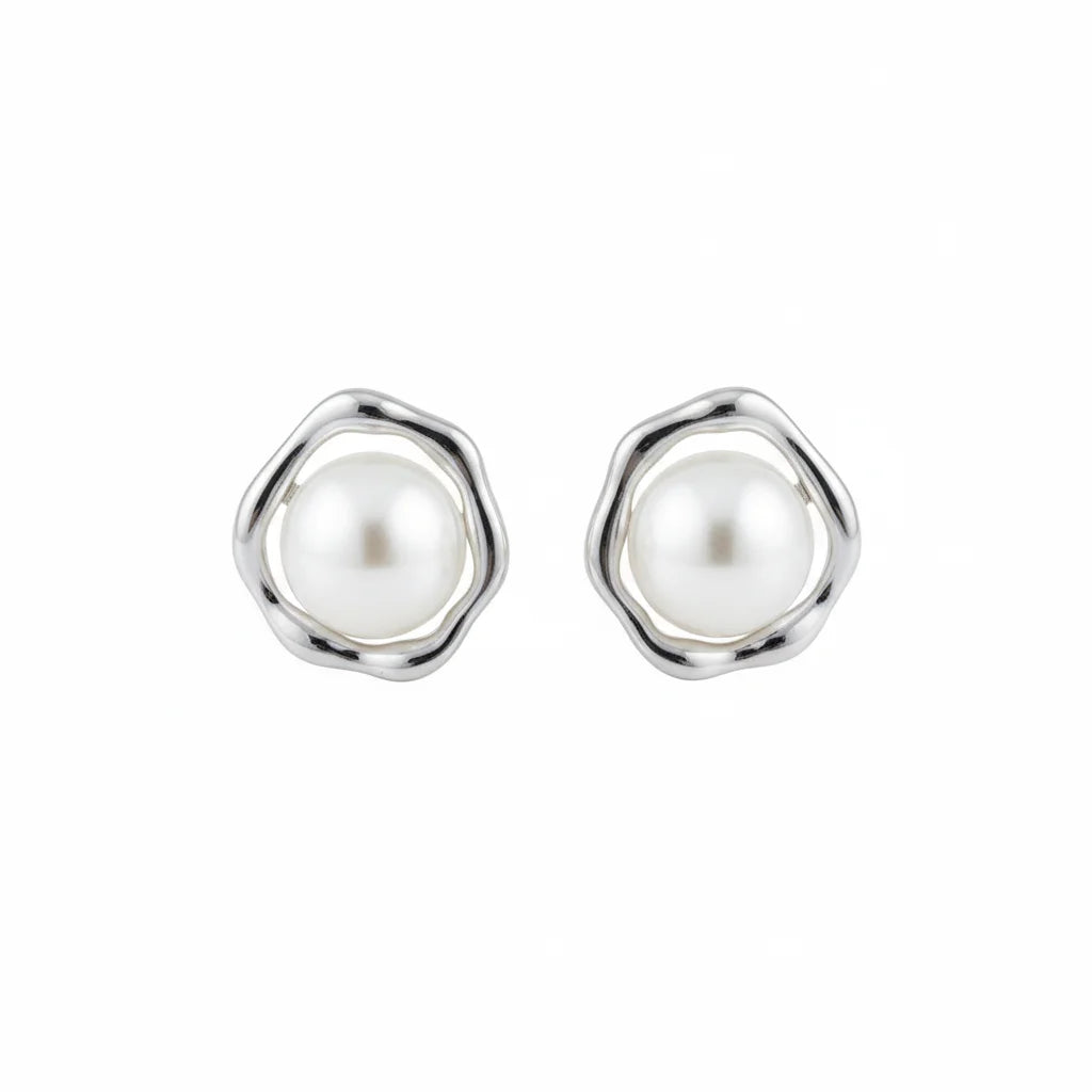 Freshwater Round Pearl Stud Earrings