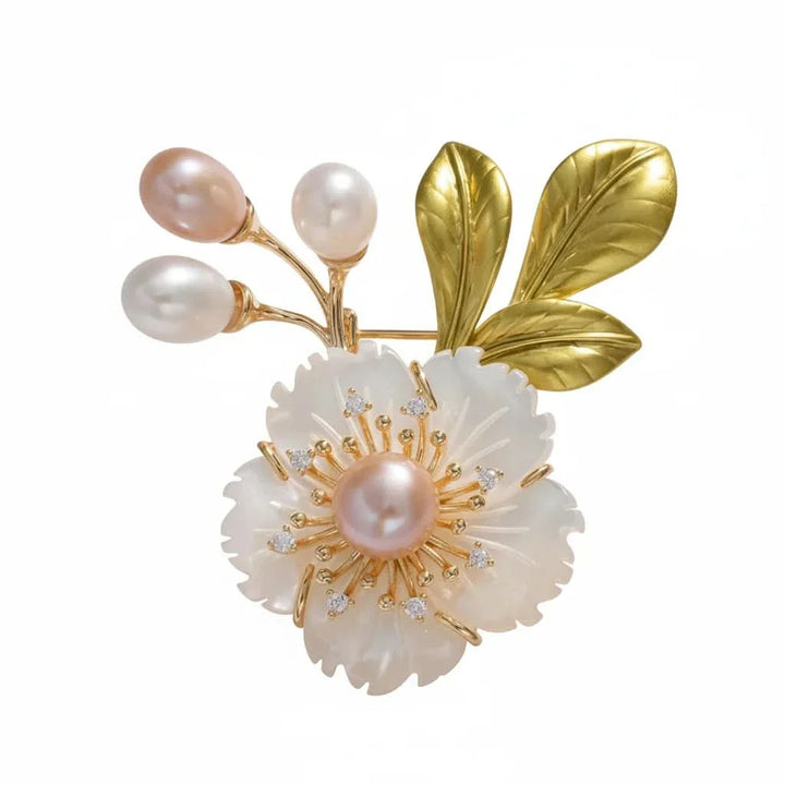 Freshwater Pearl Floral Brooch