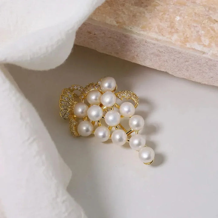 Freshwater Pearl Grape Brooch