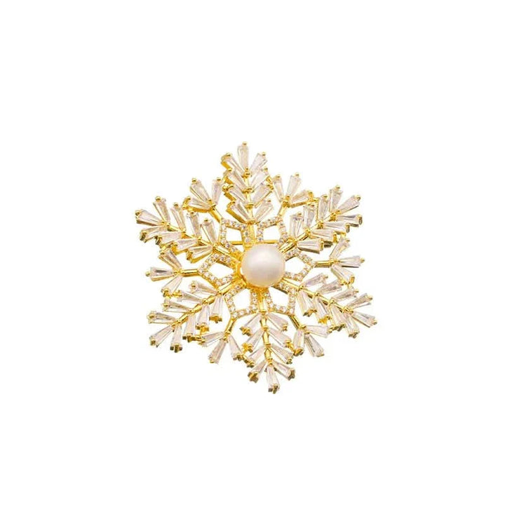 Freshwater Pearl Snowflake Zircon Brooch