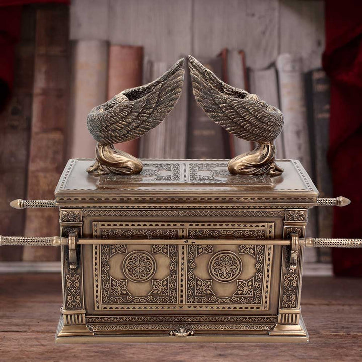 Bronzed Ark of the Covenant With Winged Cherrubs 28cm G0753C4