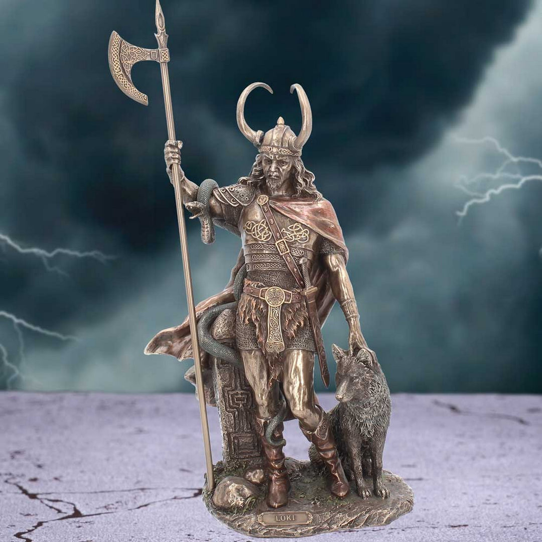 Bronzed Loki-Norse Trickster God Figurine 35cm G1990F6