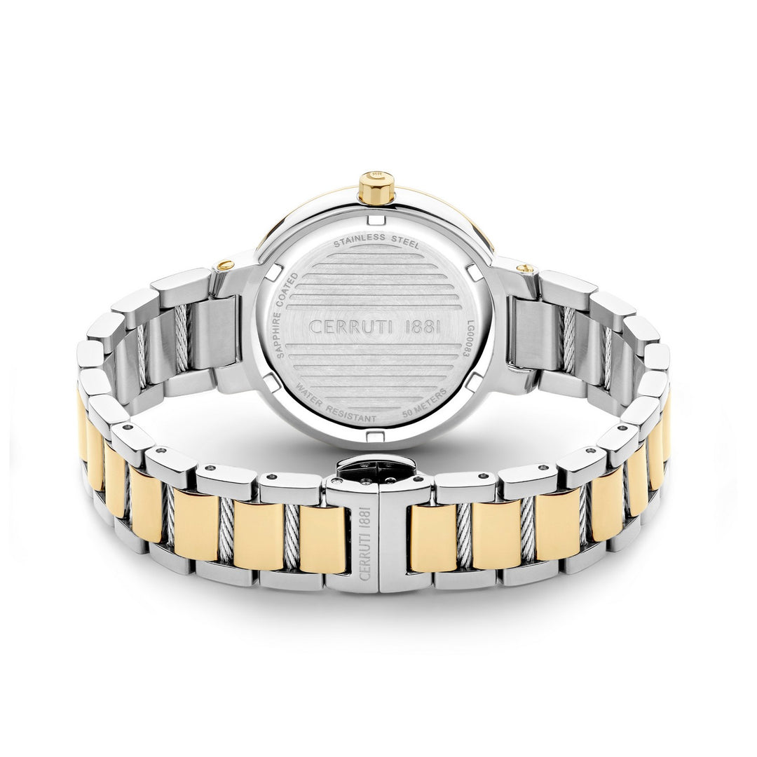 Cerruti Two Tone Bracelet White Pearl Butterfly Dial Watch CIWLG0008303