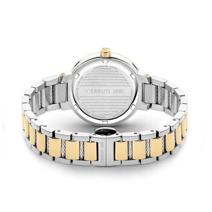 Cerruti Two Tone Bracelet White Pearl Butterfly Dial Watch CIWLG0008303