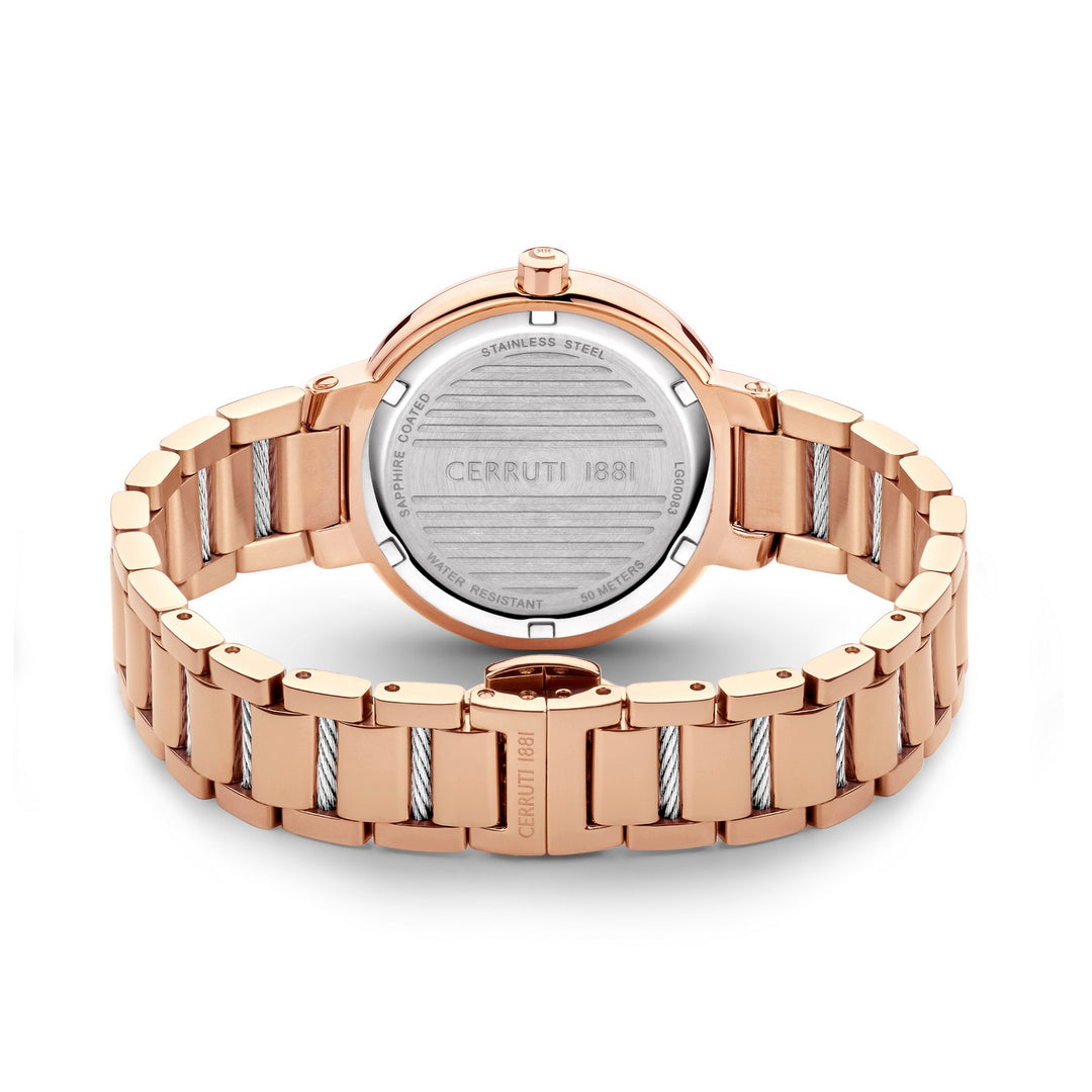 Cerruti Rose Gold Bracelet White Pearl Butterfly Dial Watch CIWLG0008305