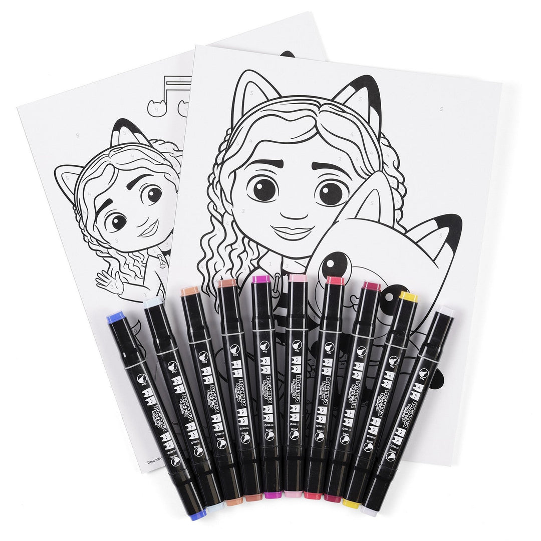 Pre School Gabbys Dollhouse 12 Piece Colour By Numbers Activity Gabby'S Set GD00029