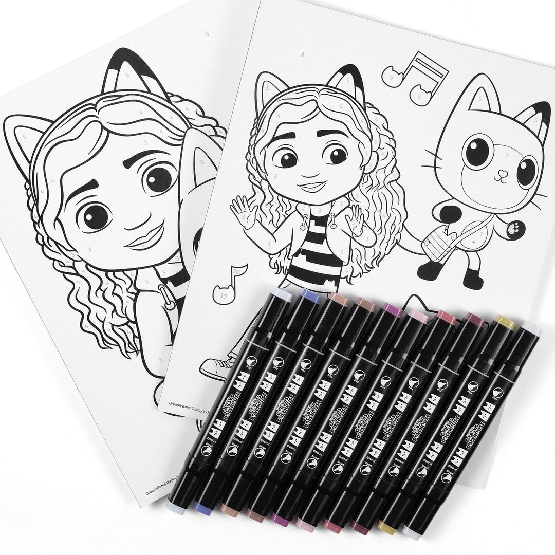 Pre School Gabbys Dollhouse 12 Piece Colour By Numbers Activity Gabby'S Set GD00029