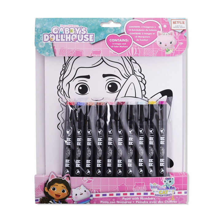 Pre School Gabbys Dollhouse 12 Piece Colour By Numbers Activity Gabby'S Set GD00029