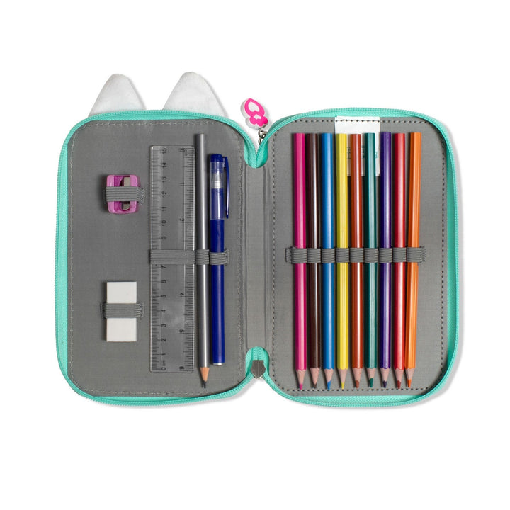 Pre School Gabbys Dollhouse 2 Zip Pencil Case With Stationary Gabby'S Pink Set GD00045