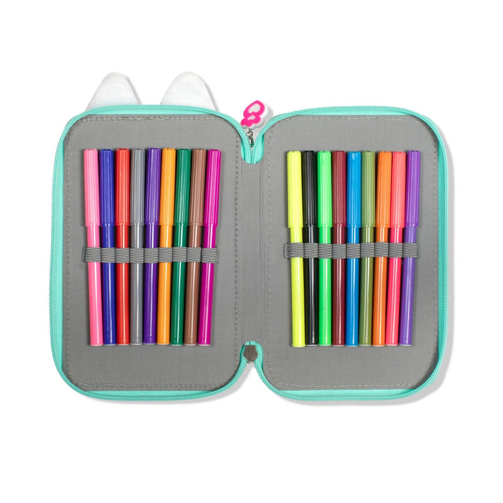 Pre School Gabbys Dollhouse 2 Zip Pencil Case With Stationary Gabby'S Pink Set GD00045