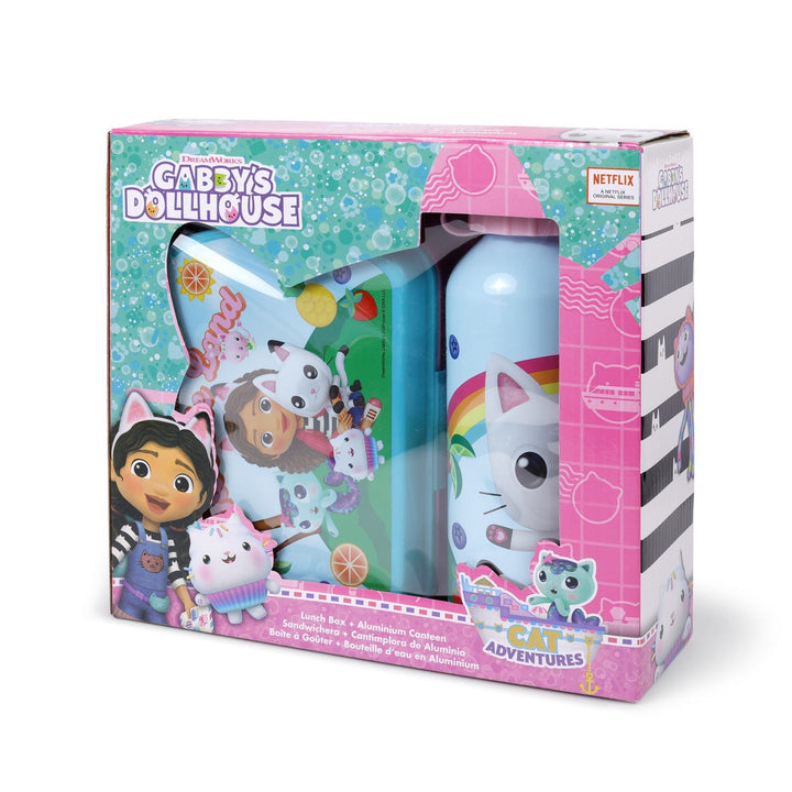 Pre School 2 Piece Lunch Box + Aluminium Canteen 500Ml Gabbys Dollhouse GD00079
